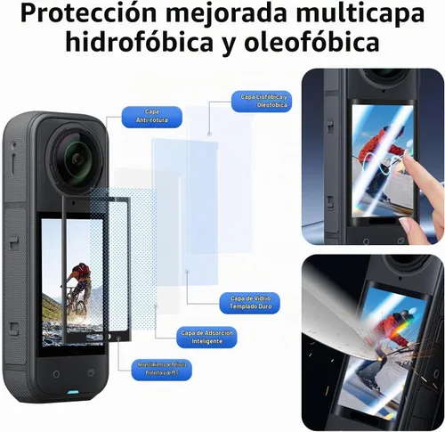 Vista 2 de Kit de accesorios para cámara para Insta 360 X5 - Protectores de lente, estuche de silicona, estuche para cámara (Negro, Unisex)