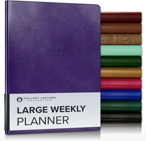 Vista 162 de Gallery Leather Planificador Semanal y Mensual Grande 2025-2026, Calendario Planificador y Cuaderno Elegantemente Encuadernado con Elegantes Bordes