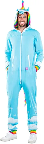 Vista 3 de Tipsy Elves Mono de disfraz - Disfraz de unicornio con capucha para hombre con cola de arcoíris