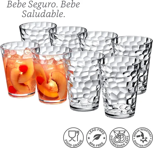Vista 3 de Amazing Abby - Iceberg - Vasos de plástico de 16 onzas (juego de 8), vasos de plástico reutilizables totalmente transparentes, apilables, sin BPA