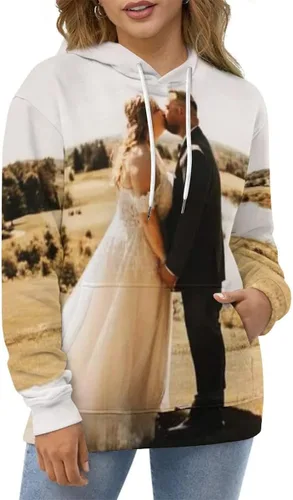 Vista 4 de Sudadera unisex con capucha personalizada con estampado 3D con bolsillo para hombres y mujeres, diseña tu propio suéter personalizado