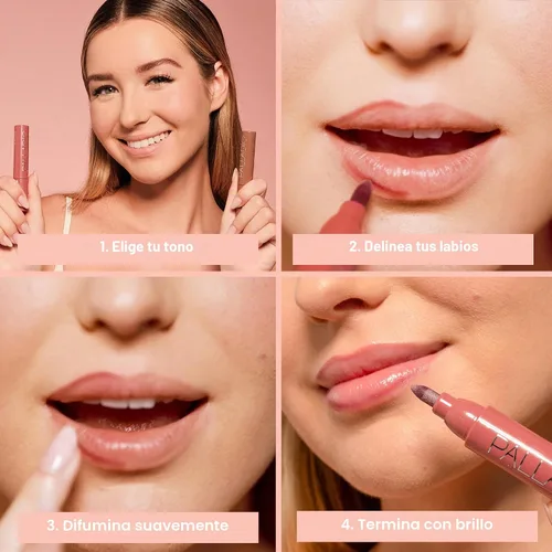 Vista 6 de Palladio Tinte de labios, fórmula hidratante e impermeable, aspecto de color mate, color de labios de larga duración para uso durante todo el día