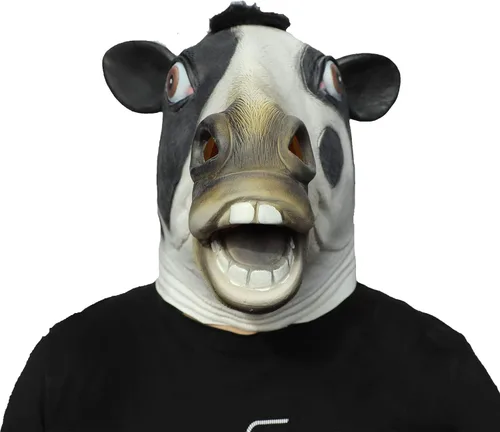 Vista 2 de ifkoo Máscara de vaca novedad Halloween fiesta látex vaca cabeza máscara