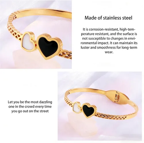 Vista 5 de Colección de Pulseras Brazalete de Acero Inoxidable 316L Chapado en Oro de 18K - 12 Diseños Únicos + Cadena de Acero de Titanio con Acento