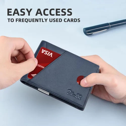 Vista 84 de Zitahli - Billeteras delgadas RFID para hombres, billetera de cuero flexible con clip de dinero, cartera minimalista con bolsillo frontal