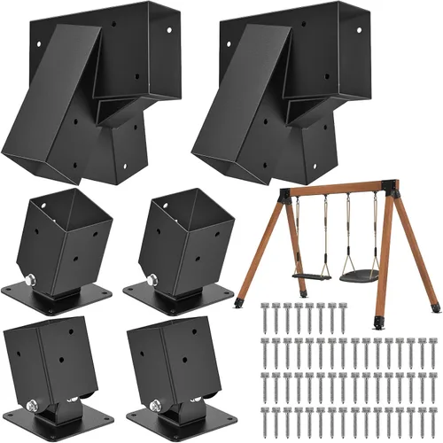 Vista 17 de SELEWARE Juego de soportes de columpio de alta resistencia, kit de accesorios de columpio con marco A, 1 soporte medio y 2 soportes de base