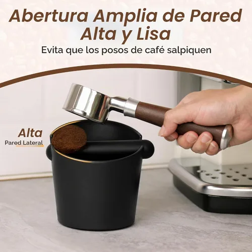 Vista 4 de VEVOK CHEF Espresso Knock Box - Caja de café para café expreso, cubo de café molido con barra extraíble y base antideslizante