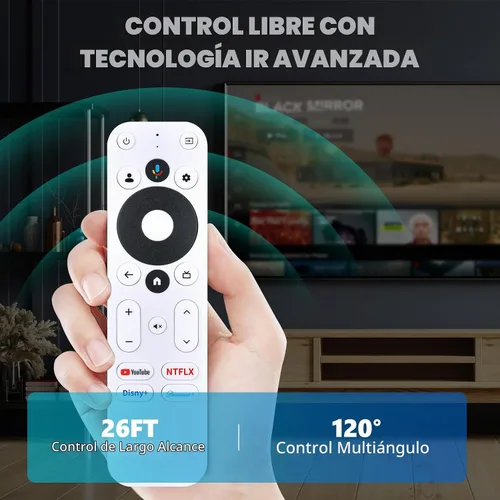 Vista 4 de PZL Control remoto de voz de repuesto compatible con Onn Google TV 4K Streaming Device 28078468