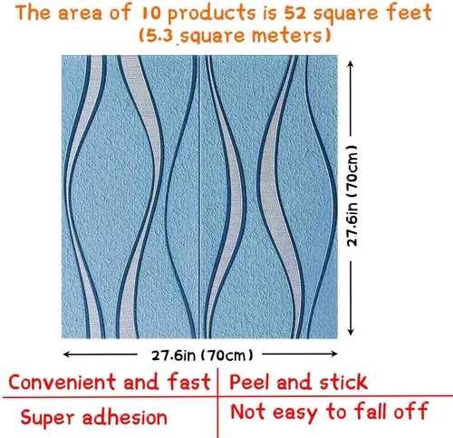 Vista 2 de 10 paneles de pared 3D para despegar y pegar, grueso diseño estéreo 3D anticolisión, autoadhesivo, impermeable, paneles de ladrillo sintético