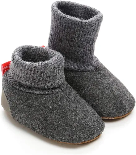 Vista 4 de BENHERO Botines de forro polar para bebés y niñas, para invierno, recién nacidos, antideslizantes, suela suave, calcetines de invierno, zapatos