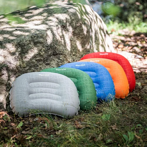 Vista 6 de Alpcour Almohada de camping – Almohada de dormir grande, inflable, ultraligera con diseño fácil de inflar, funda exterior impermeable suave y funda