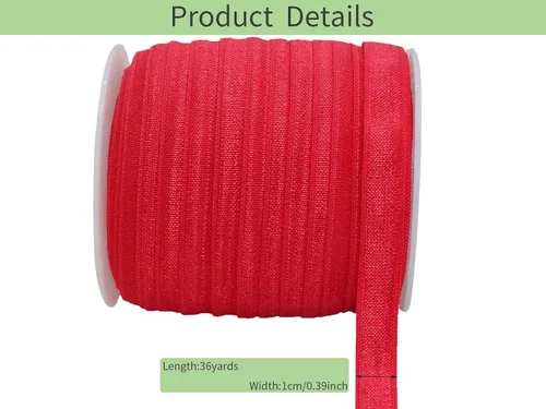 Vista 5 de Banda elástica de satén para coser de 3/8 pulgadas, rollo de cinta elástica brillante con cordón elástico plano para ligar el cabello, diadema