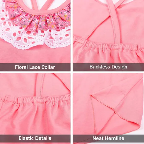 Vista 14 de LittleSpring Conjunto de verano para niñas con camiseta sin mangas y pantalones cortos florales