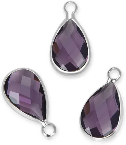Vista 16 de Adabele Colgante de piedra natal de grado A, gota de 0.433 in, 0.551 in y 0.630 in, chapado en plata de ley para aretes personalizados, pulseras