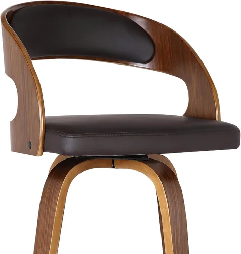 Vista 9 de Armen Living Shelly 26" Altura del Asiento Taburete Giratorio de Bar de Estilo Moderno de Mediados del Siglo para Isla de Cocina y Encimera en Cuero