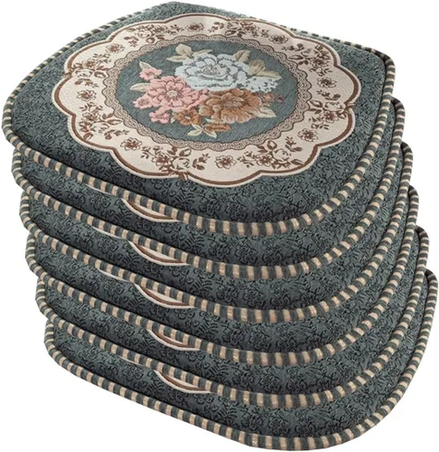 Vista 38 de EORNOW Juego de cojines para silla de comedor con lazos, juego de 1/2/4, almohadillas antideslizantes para silla de comedor con funda extraíble