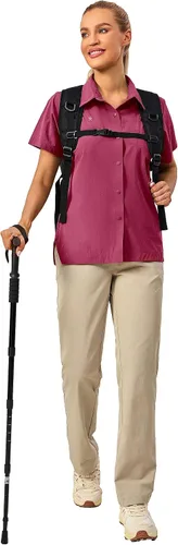 Vista 6 de Little Donkey Andy Camisa de viaje de manga larga para mujer, camisa Safari UPF 50+, camisas de senderismo frescas para exteriores de secado rápido