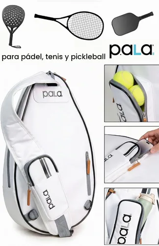 Vista 3 de P.ala Multi-Sport Crossbody Padel Bag – Fits 2 Padel Rackets, Lightweight 2.07 lb, Fence Hook, 13” Device Sleeve, Compact Racket Bag for Padel Blanco