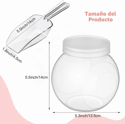 Vista 2 de Umigy 2 juegos de tarros de plástico transparente para dulces con tapas y cucharas, tarros de galletas transparentes de 42 onzas para despensa