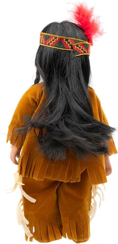 Vista 4 de Muñeca nativa americana Magena de porcelana de 10 pulgadas