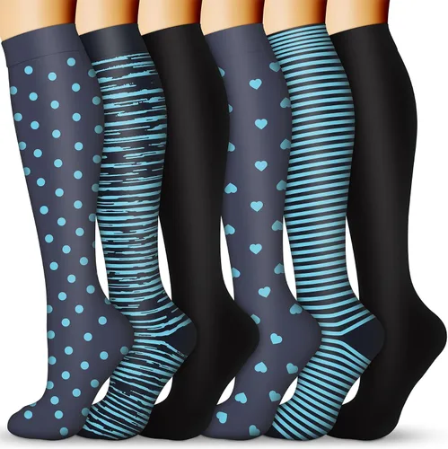 Vista 24 de Calcetines de compresión para mujeres y hombres 15-20 mmHg, mejores para uso médico, enfermería, para correr, atletismo, varices, viajes