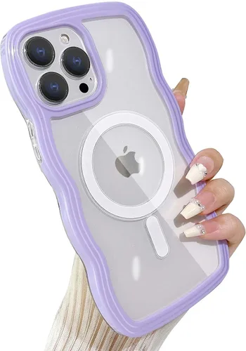 Vista 11 de Yeddabox Magsafe - Funda compatible con iPhone 13, diseño de ondas, lindo marco de colores de caramelo con ondas de agua, a prueba de golpes