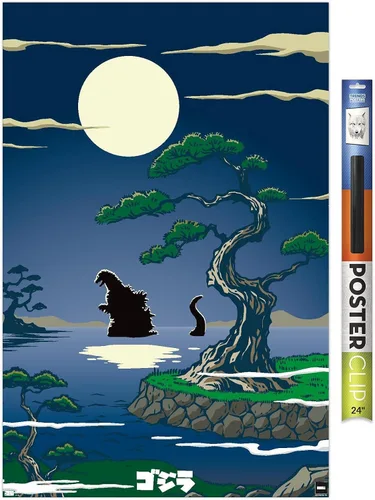 Vista 17 de Trends International Godzilla - Póster de pared de lago, 22.4 pulgadas de largo x 14.7 pulgadas, versión enmarcada en madera de granero