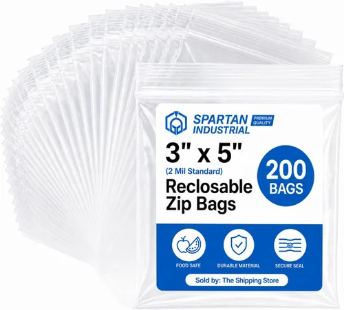 Vista 12 de Spartan Industrial - Paquete de 200 bolsas de plástico con zíper, reutilizables, tamaño chico, de 2 Mil de grosor