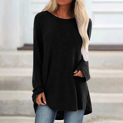 Vista 2 de Aniywn Sudadera de talla grande para mujer, holgada, de manga cortalarga, delgada, sólida, impresa, sin botones