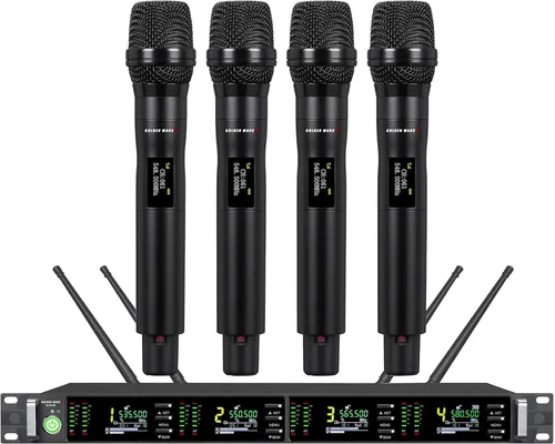 Vista 9 de Sistema de micrófono inalámbrico UHF profesional con micrófonos