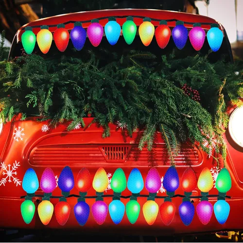 Vista 5 de Outus 40 Piezas Imanes de Coche de Navidad Decoración a Granel Luces Calcomanías de Coche Refrigerador Navidad Luces Reflectantes Imanes de Bombilla