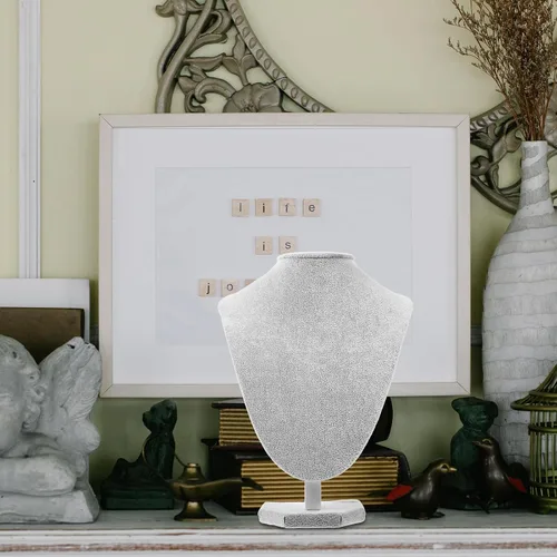 Vista 7 de VICASKY Jewelry Display Stand Necklace Bust Mannequin Model 25x18cm Frosted Velvet Necklace Holder Jewelry Showcase Rack for Pendant Organization