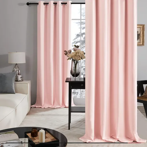 Vista 218 de Deconovo Cortinas opacas 100% con forro negro, cortinas con ojales aisladas térmicamente que reducen el ruido, doble capa para oscurecer