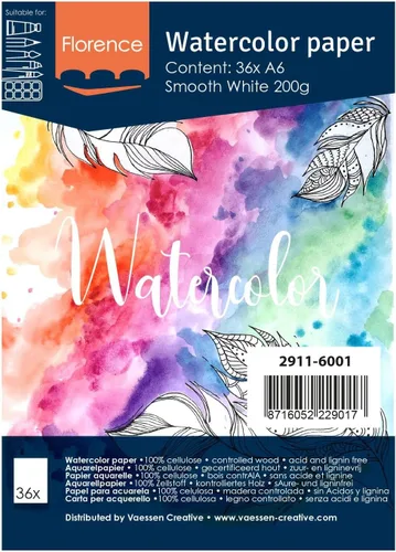 Vista 12 de Vaessen Creative VARTA Florence - Papel A4 para acuarela, 10 hojas para pintar, manuales, proyectos de arte y más, calidad artística, calidad