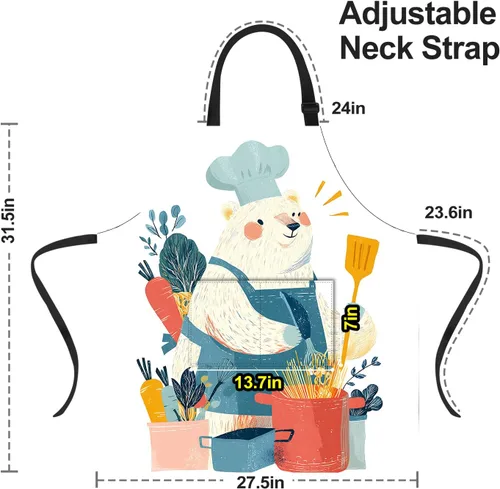Vista 3 de Delantal divertido con 2 bolsillos para hombres y mujeres, barbacoa, parrilla, delantales con babero ajustable, regalos, cocina, cocina de la cocina