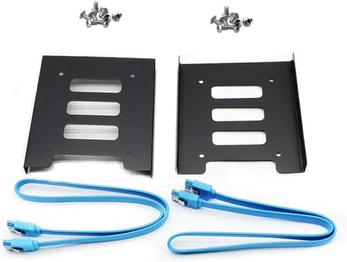 Vista 8 de Paquete de 2 bahías de disco duro SSD HDD de 2.5" a 3.5" Soporte de soporte de montaje de metal para PC (soporte)