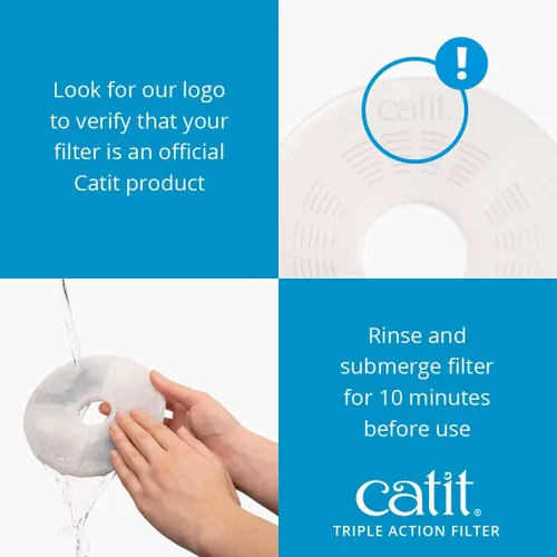 Vista 6 de Filtros de repuesto originales Catit Triple Action para fuente de agua, paquete de 2 - Filtros de repuesto oficiales para fuentes de agua potable