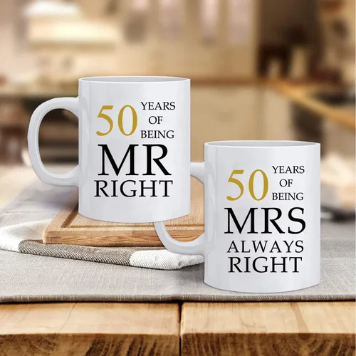 Vista 4 de Kwieema 50 aniversario de boda para parejas, 50 aniversario dorado para padres, 50 aniversario de boda, tazas de café, abuelos, parejas, taza