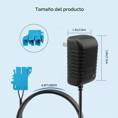 Vista 5 de Cargador de 12 V para batería de tractor Peg Perego John Deere, cargador de batería de 12 voltios para tractor John Deere Ground Force, John Deere