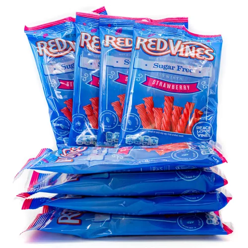 Vista 9 de Sugar Free Red Licorice Twists 5oz Bags (4 Pack) Strawberry Flavored, Chewy Candy, Smart Sweets