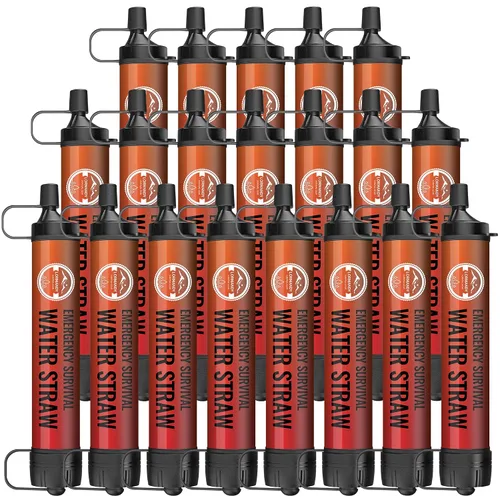 Vista 20 de Paquete de 3 popotes de filtro de agua, equipo de supervivencia naranja (3 Orange)