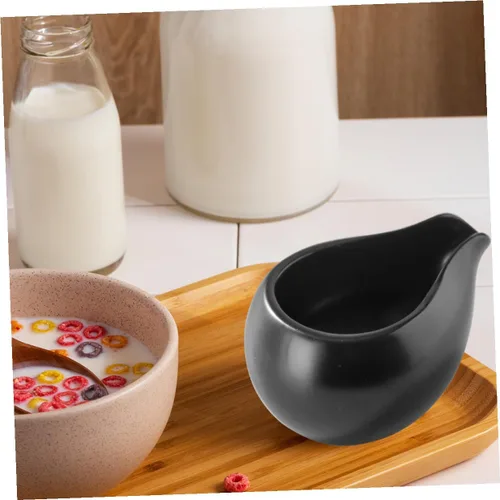 Vista 7 de Yardwe Jarra de leche de boca redonda de cerámica de 3.7 pulgadas con boquilla para crema de café y jarabe de mesa, ideal para uso doméstico y café
