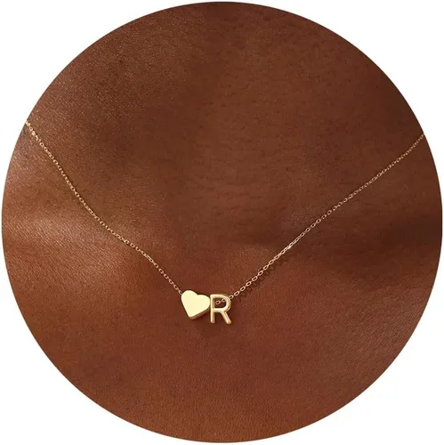 Vista 30 de Turandoss Mothers Day Gifts for Mom Wife - Dainty 18K Gold Plated Heart Initial A-Z Pendant Necklace Trendy Jewelry Heart Necklaces Birthday Mothers