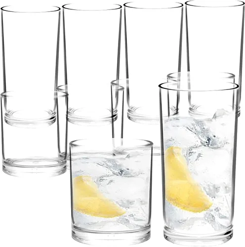 Vista 4 de Youngever Juego de 8 vasos de plástico para beber, vasos de plástico de moda antigua, vasos de plástico reutilizables para whisky y cerveza