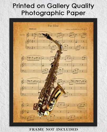Vista 5 de Póster vintage de piel de saxofón Elise: impresiones estéticas de arte de pared para baño, hogar, cueva de hombre, dormitorio, oficina y bar, idea