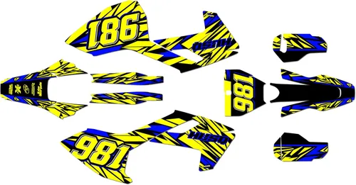Vista 4 de Kit de gráficos para Husqvarna TC125 FC250 FC350 FC450 (2016-2018) Twitch Series Azul 9 mil - Easy Go - Adhesivo para motocicleta Dirt Pit Bike