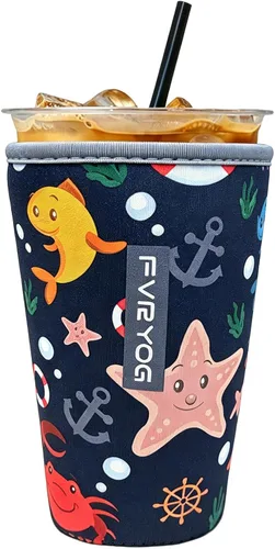 Vista 180 de Reusable Insulated Neoprene Iced Coffee Sleeves for Iced Coffee Cups, Coffee Coolies sleeves for Iced & Hot Drinks