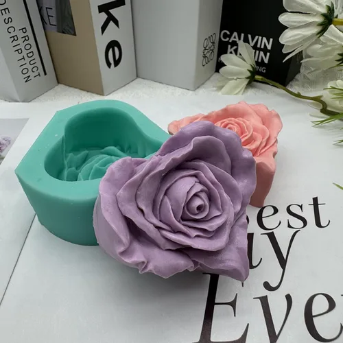 Vista 7 de Molde de jabón de rosas para bricolaje, moldes de silicona con forma de corazón y flor para velas de jabón, cera perfumada, mousse, pastel