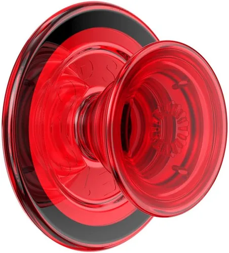 Vista 2 de PopSockets Agarre para teléfono MagSafe con soporte, soporte magnético, parte superior intercambiable, sujeción segura para fundas MagSafe de rojo