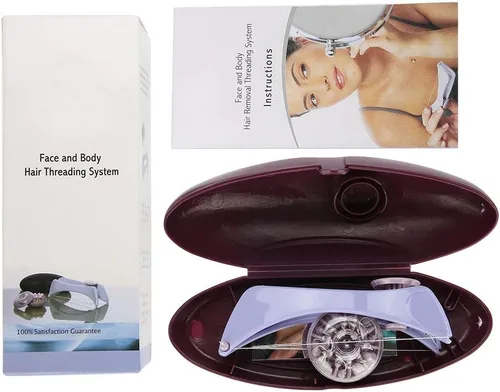Vista 2 de Eliminación de enhebrado de vello facial, depiladora facial morada, depiladora de depilación ABS cómoda para mujeres (gafas en caja)